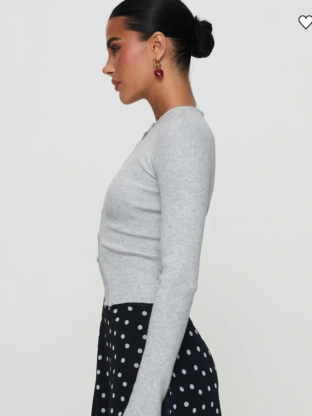 Princess Polly Suzu Long Sleeve Knit Top Grey Ribbed Button-Front Sweater Sz s - Picture 5 of 15